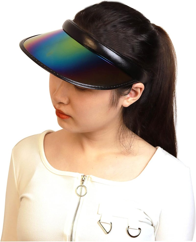 Beevarn Store 2 Pack Sun Visor Hats Women Men Clip-on Iridescent Clear Sport Outdoor Cap - Image 4